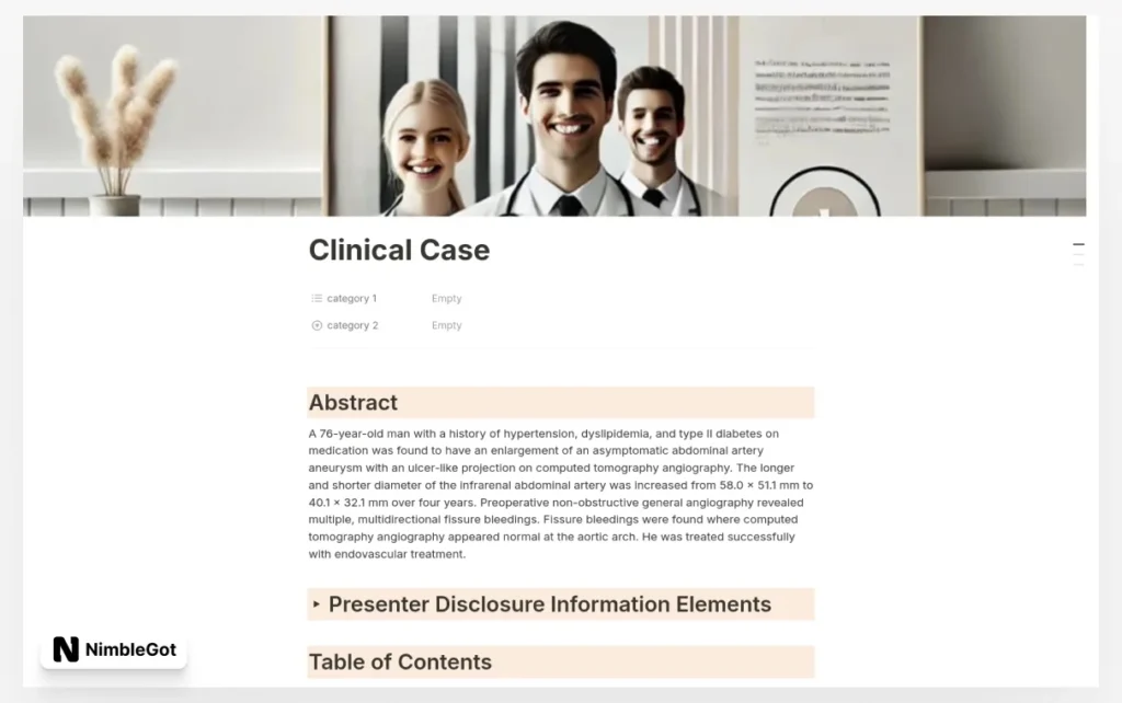 Comprehensive Notion Case Report Presentation Template