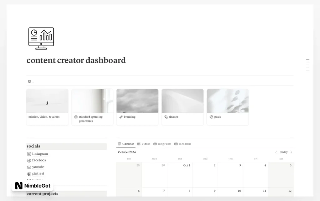 Simple Content Creation Dashboard