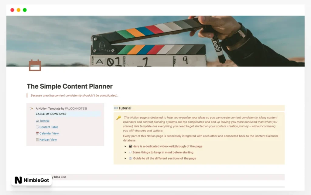 The Simple Content Planner