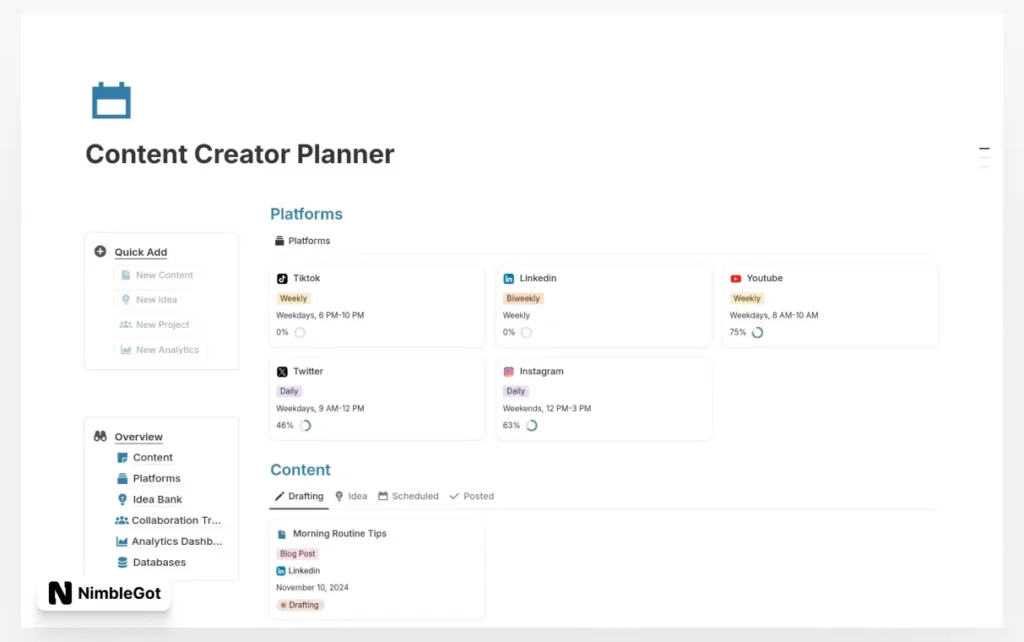 Content Creator Planner