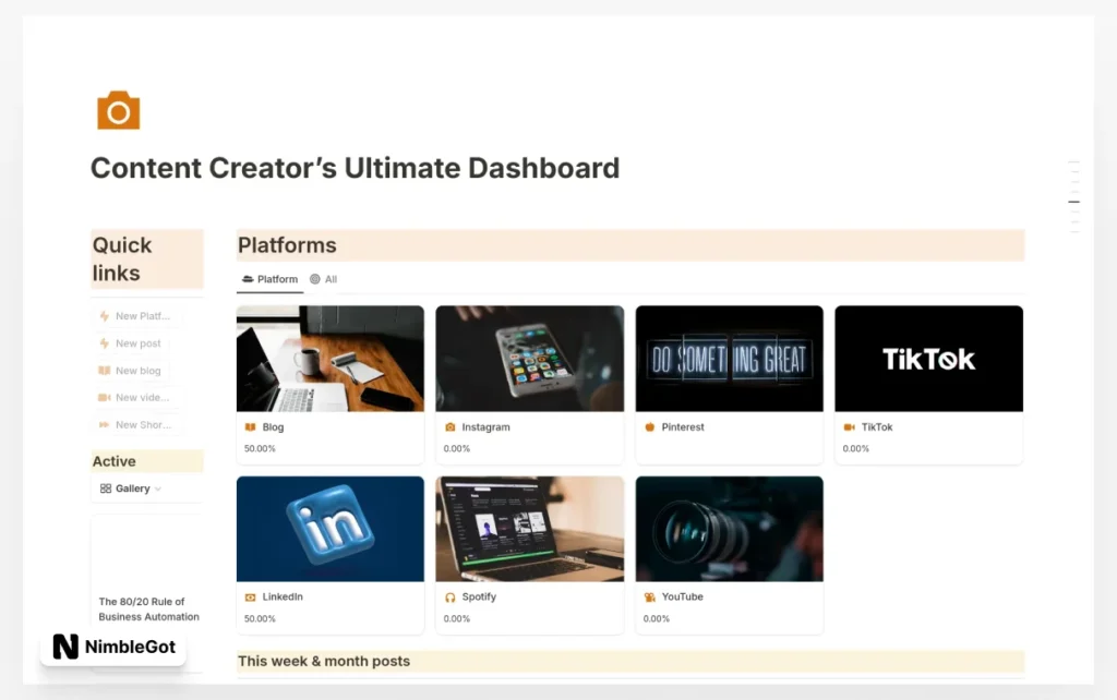 Content Creatorβs Ultimate Dashboard