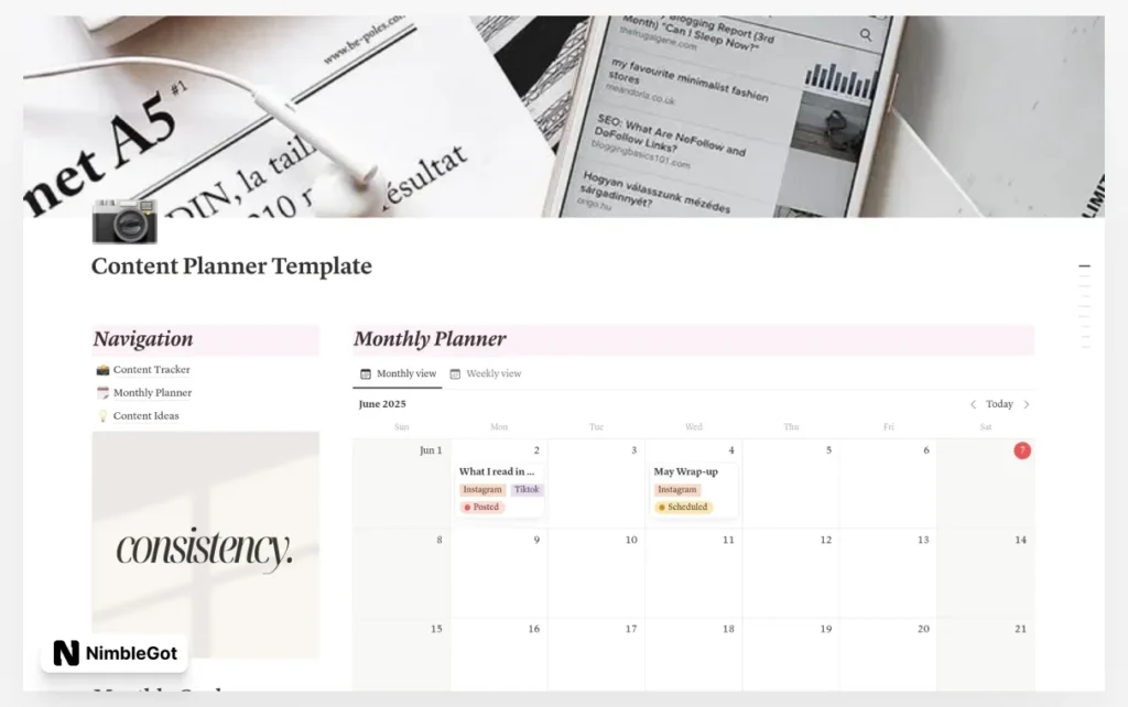 Aesthetic Minimalist Content Creator Planner