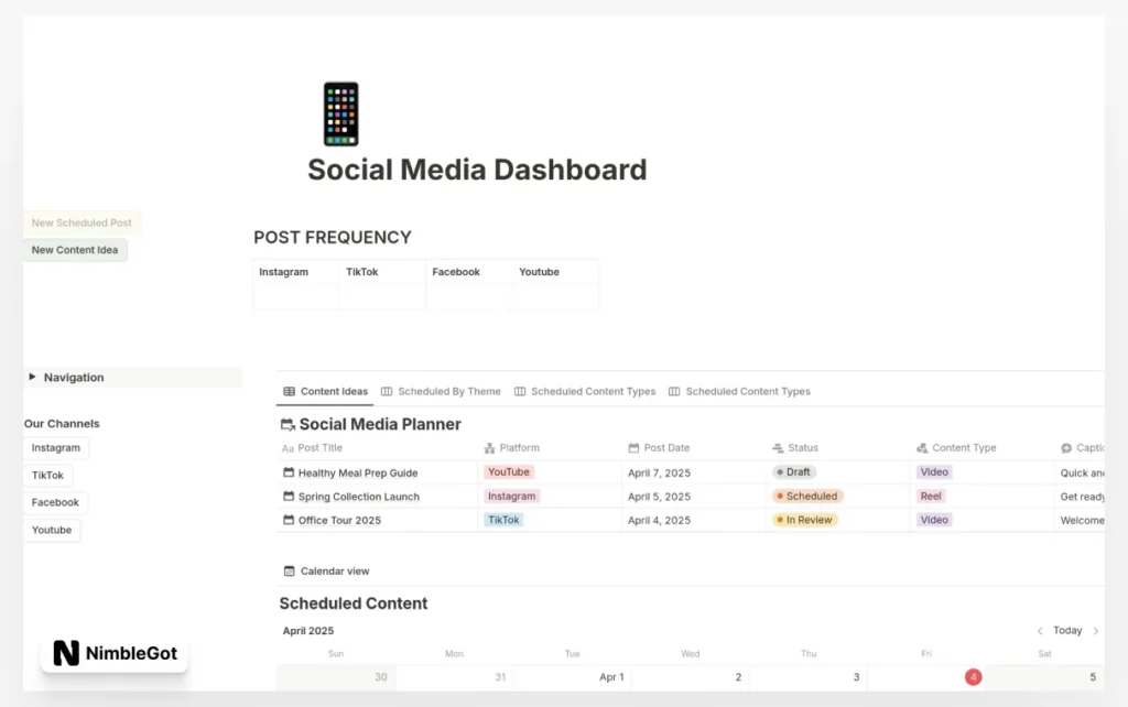 Social Media Content Management & Planning