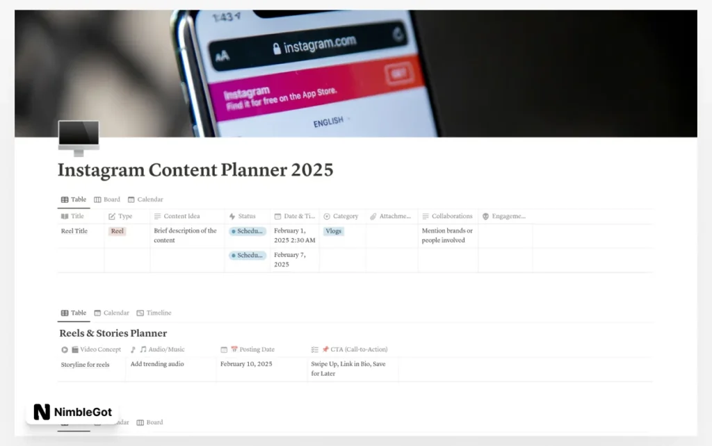 Instagram Content Planner 2025