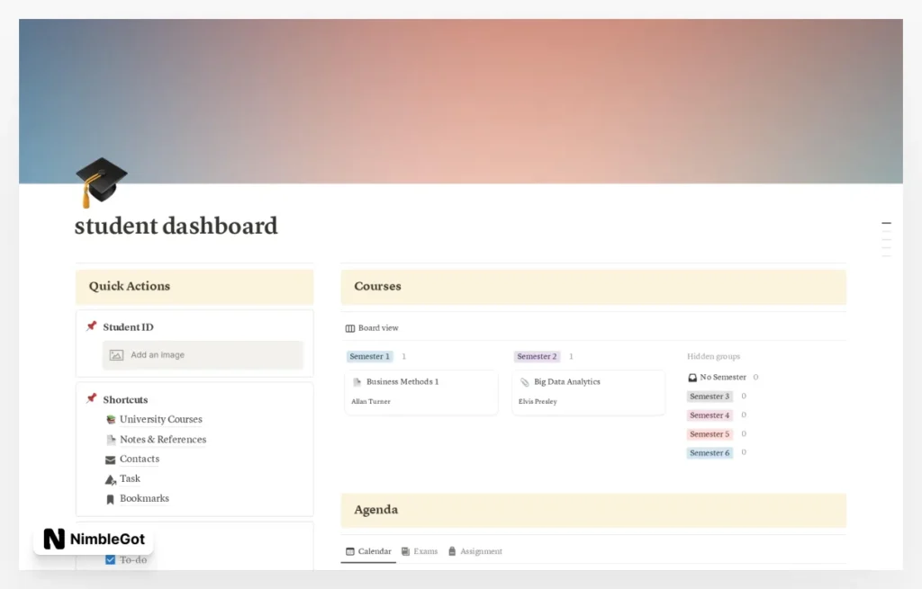 A simple student dashboard