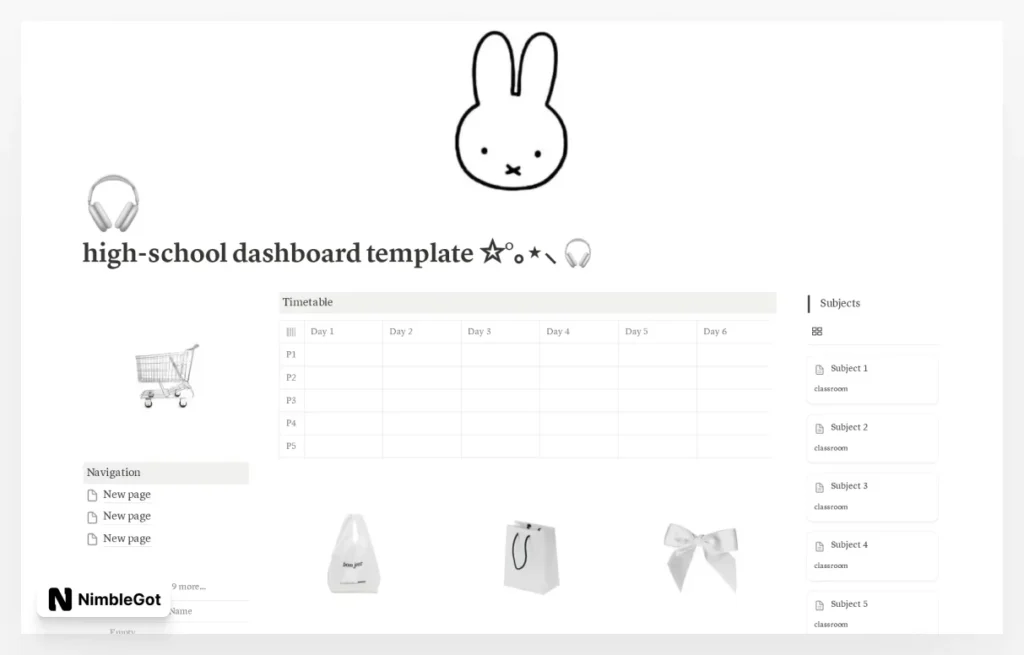 White miffy high school student dashboard