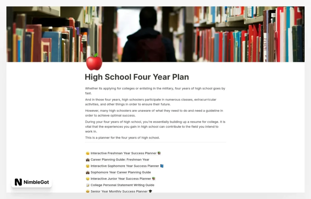 High School Four Year Plan