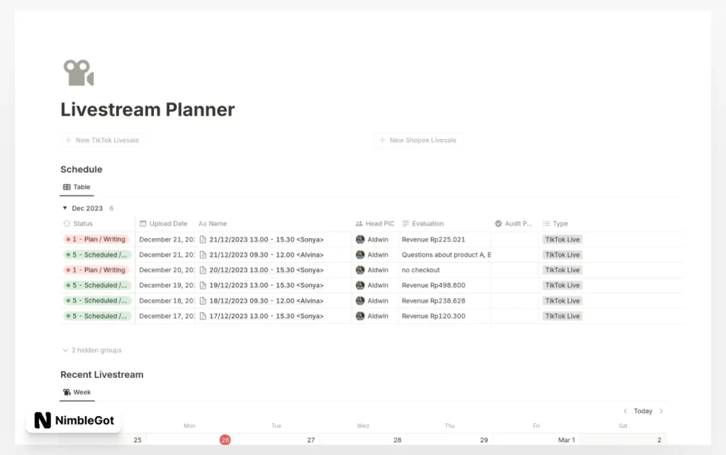 Livestream Planner for Brand