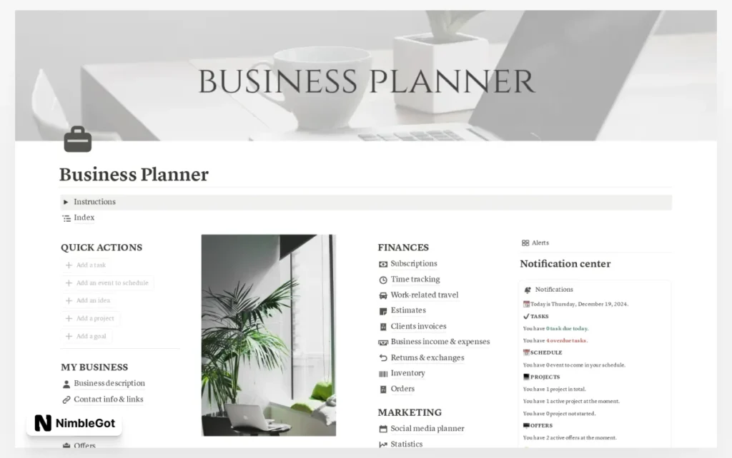 All-in-one business planner