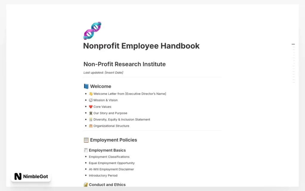 Nonprofit Employee Handbook