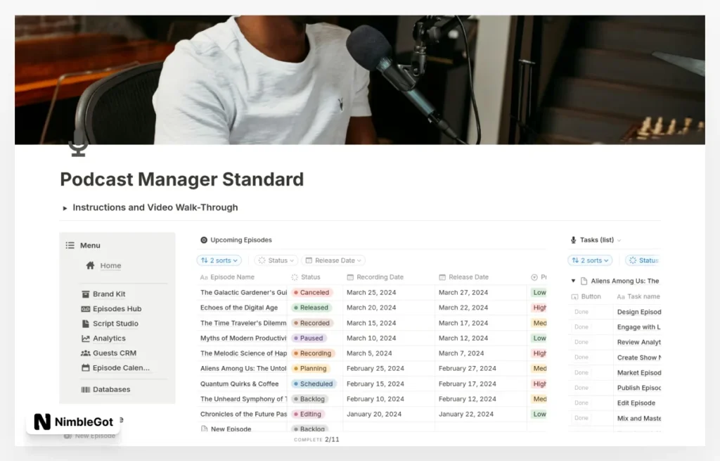 Podcast Production Manager Standard