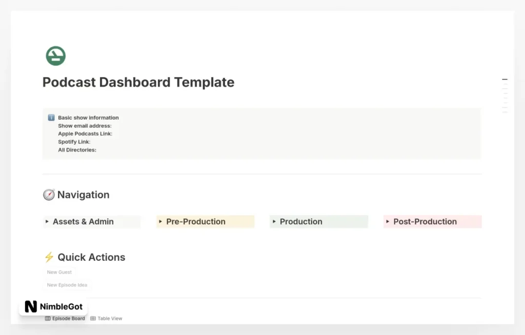 Podcast Production Dashboard