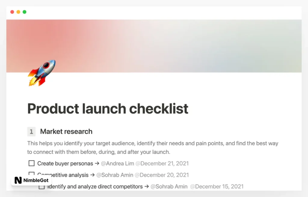 Product launch checklist