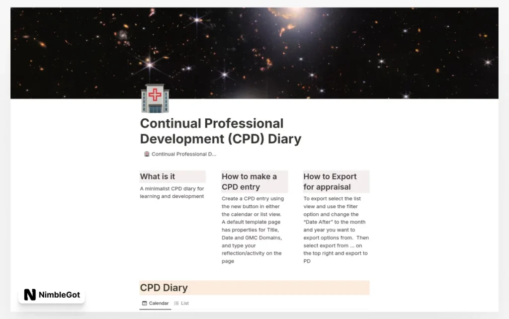 Continuing Professional Development (CPD) Diary