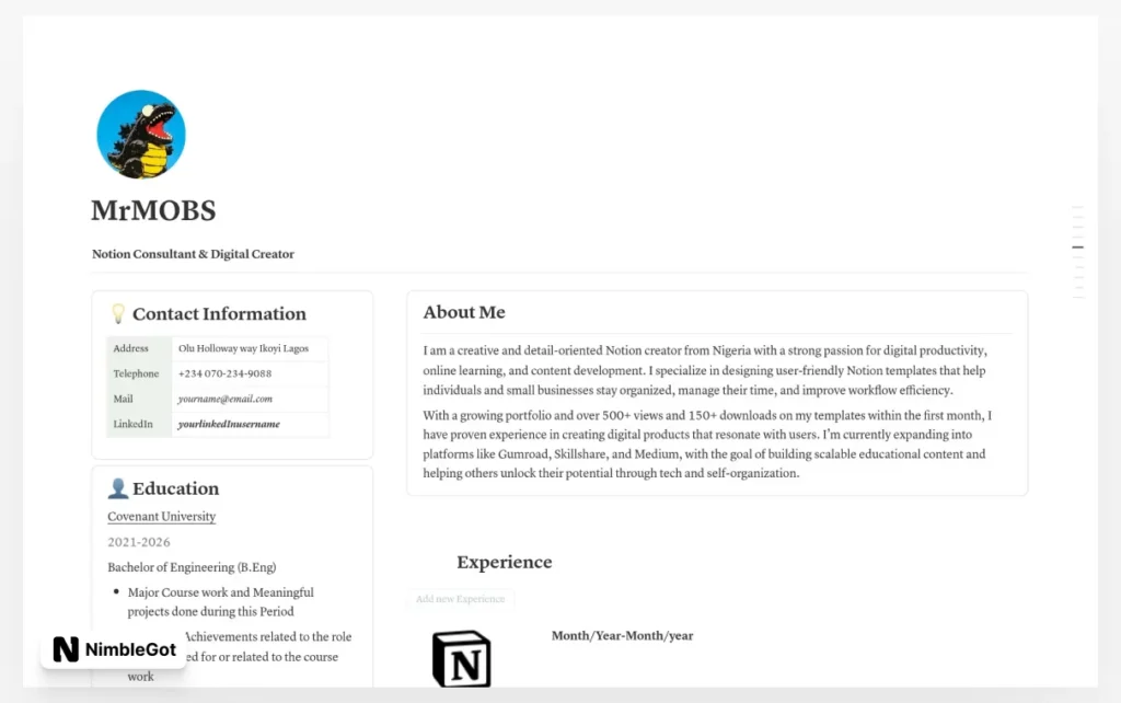 STUDENT RESUME