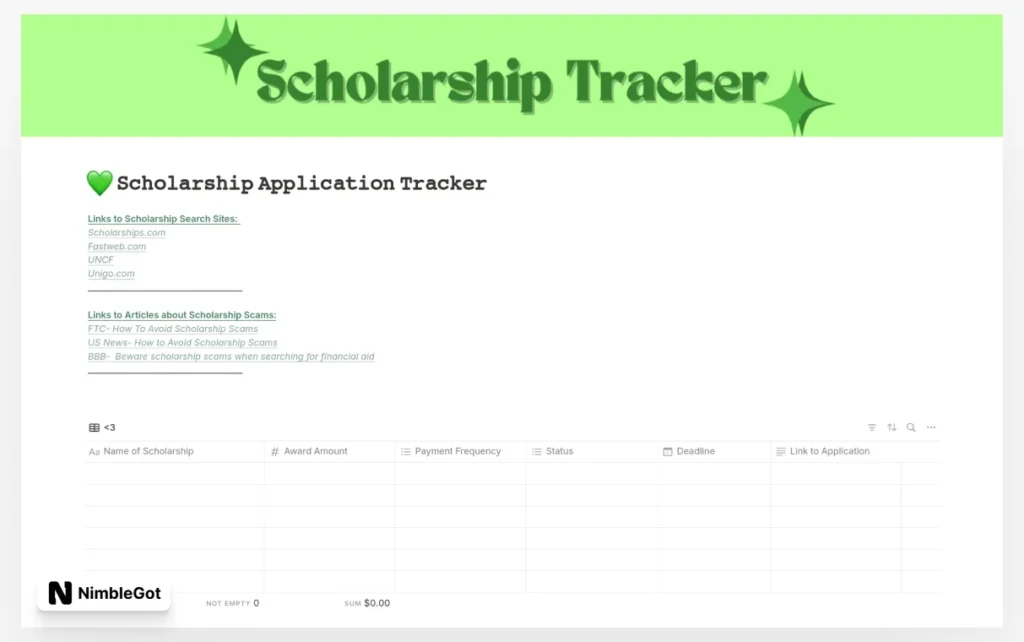 Scholarship Application Tracker