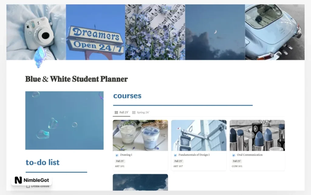Blue Aesthetic Student Planner