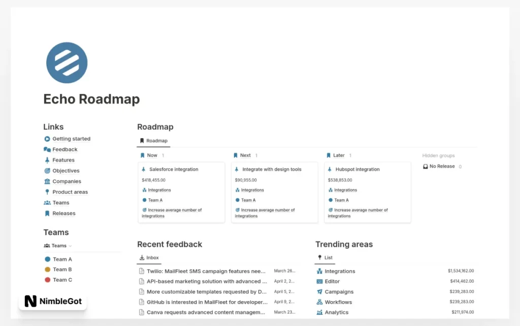 Echo Roadmap for B2B SaaS