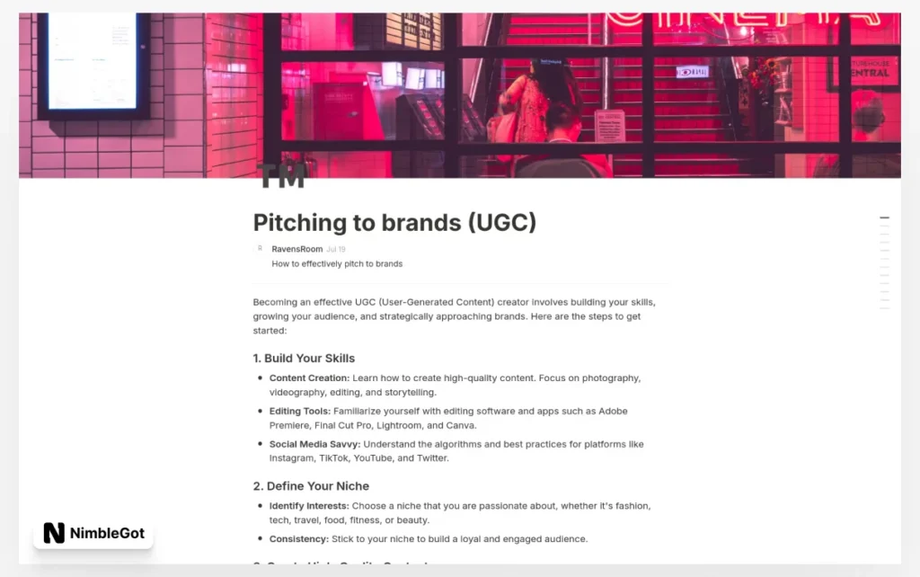 Pitching to brands (UGC)