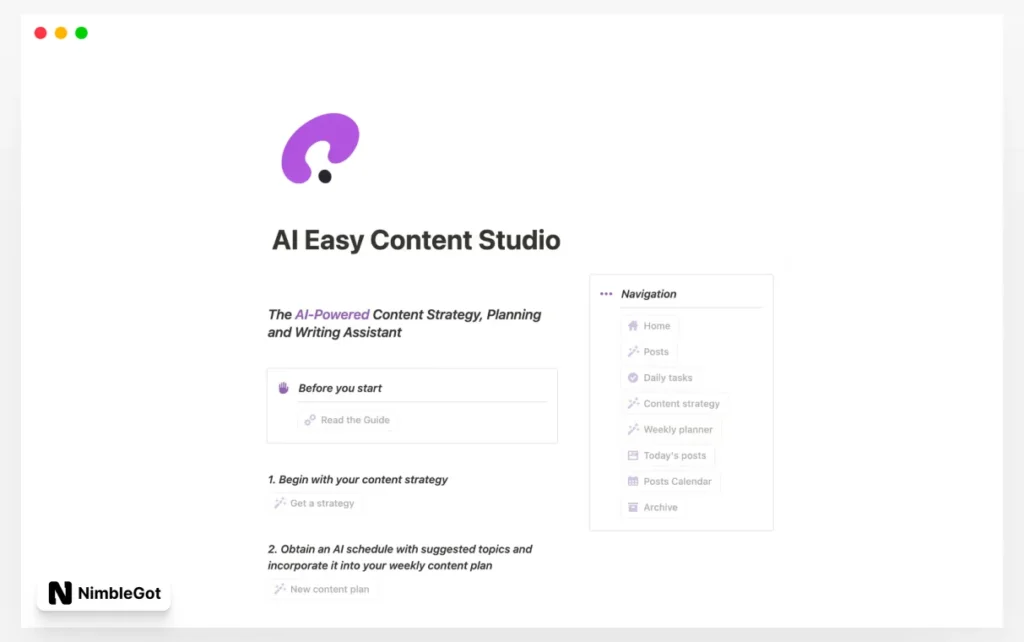 AI Easy Content Strategy & Planner Studio