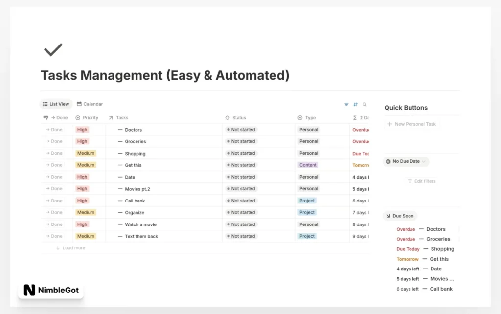Tasks Management (Easy & Automated)