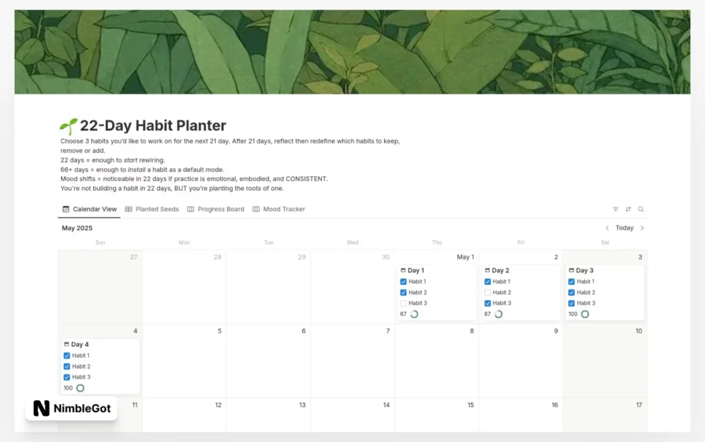 22 Day Habit Planter