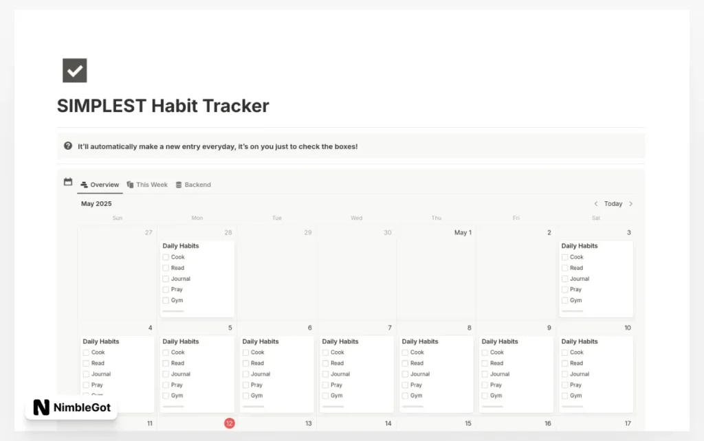 SIMPLEST Habit Tracker