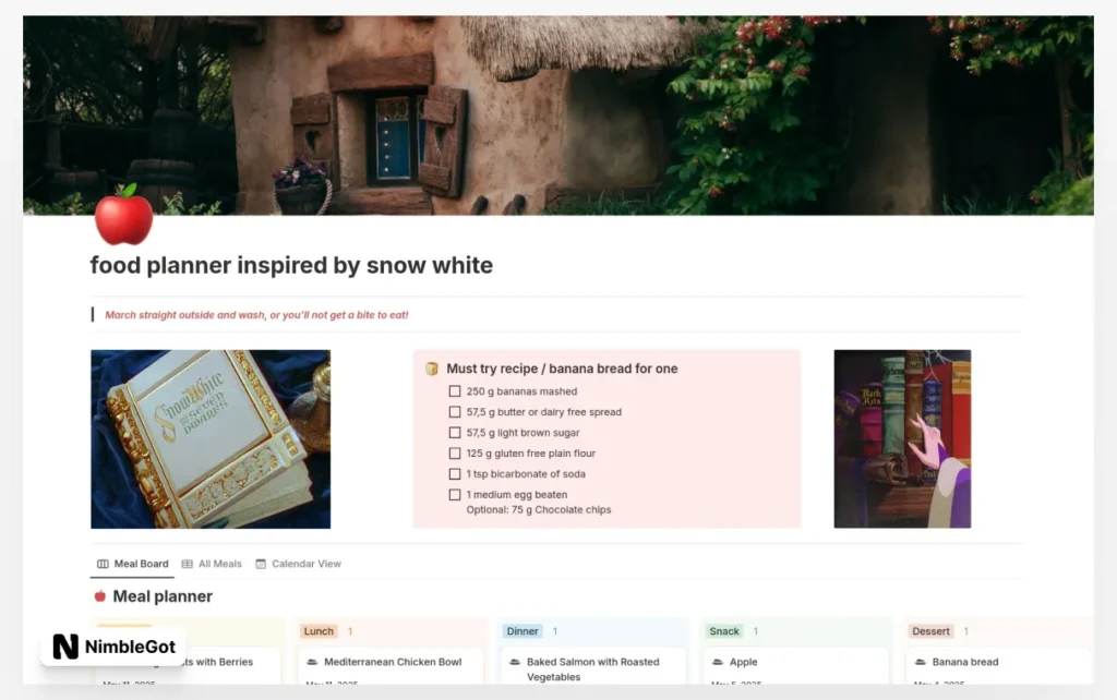 Food planner inspired by snow white