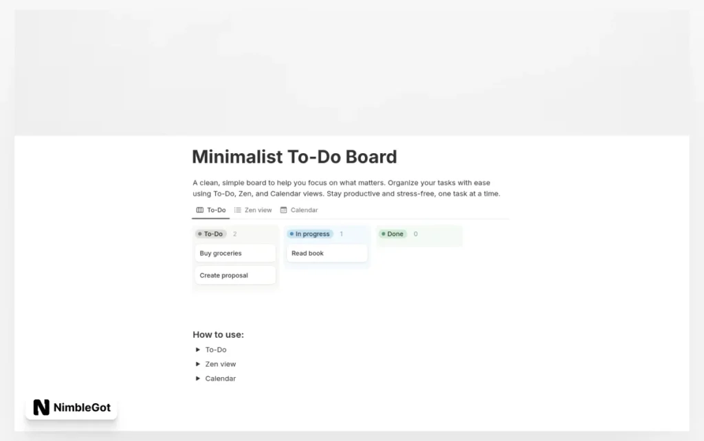 Minimalist To-Do Board