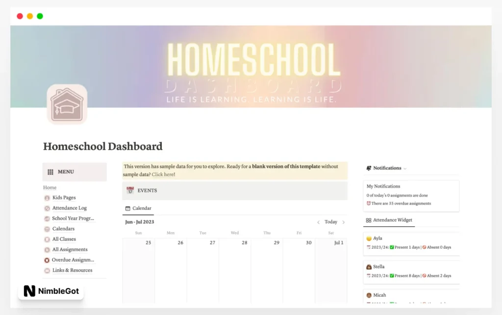 Homeschool Academic Planner & Dashboard