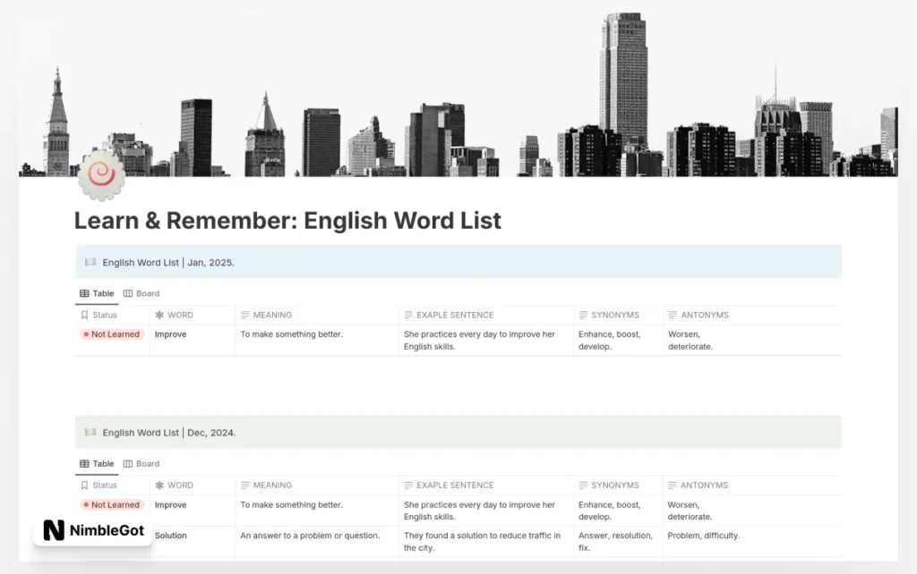 Learn & Remember: English Word List