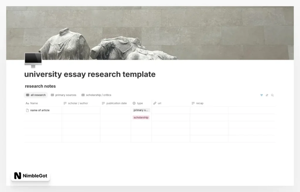 university research table