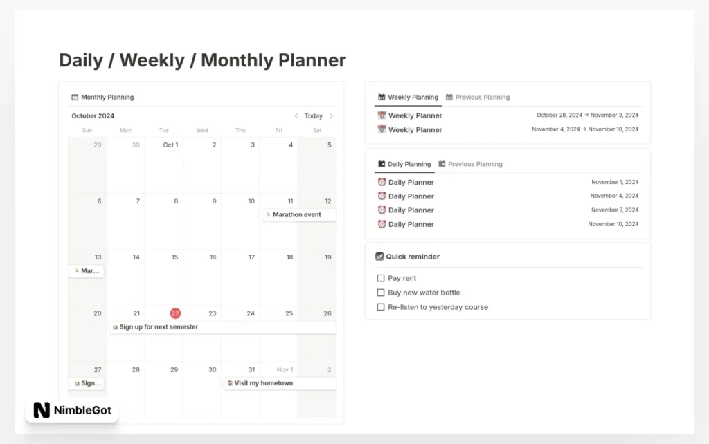 Daily / Weekly / Monthly Planner | Simple Schedule