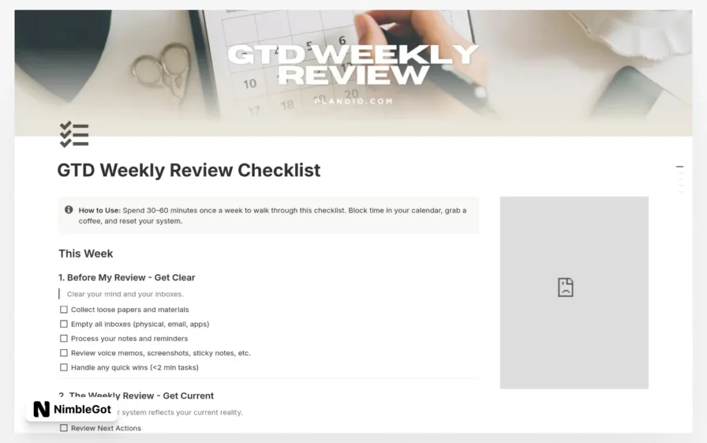 GTD Weekly Review Checklist