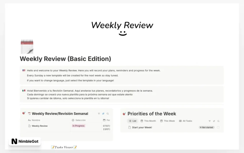 Weekly Review Basic Edition