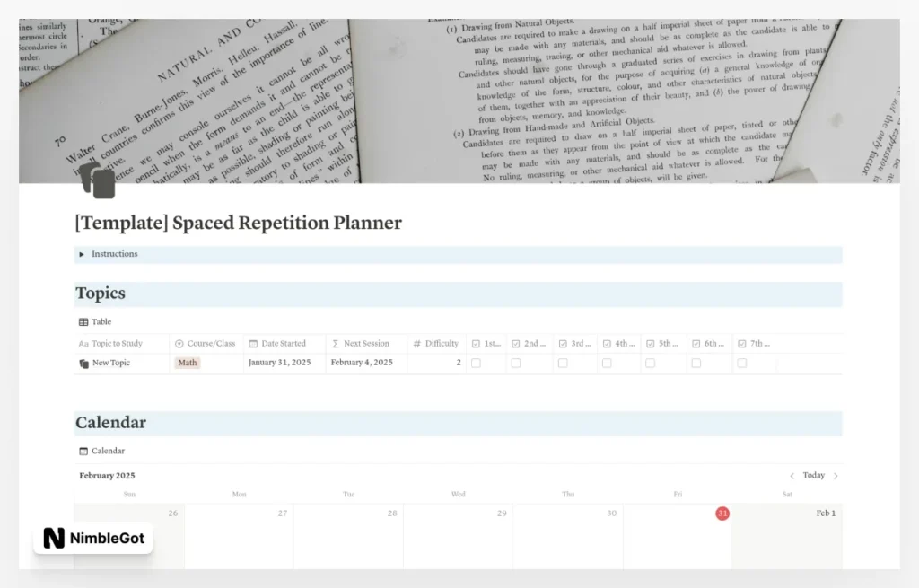 Spaced Repetition Planner