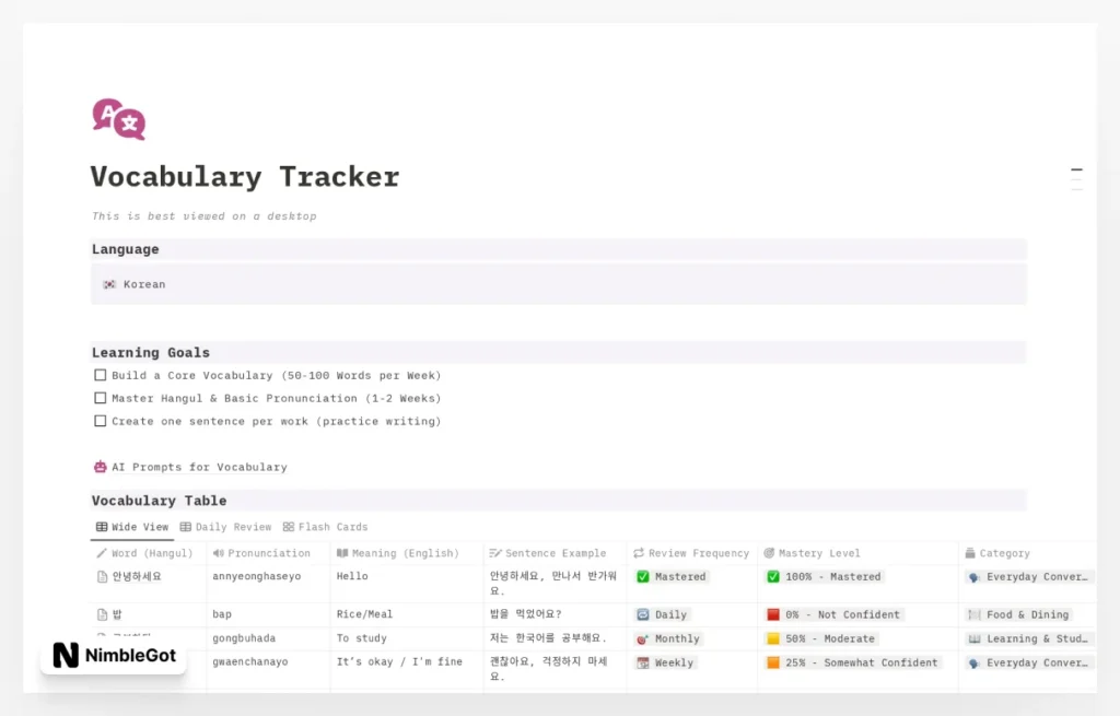 Vocabulary Tracker: Learn New Words Efficiently