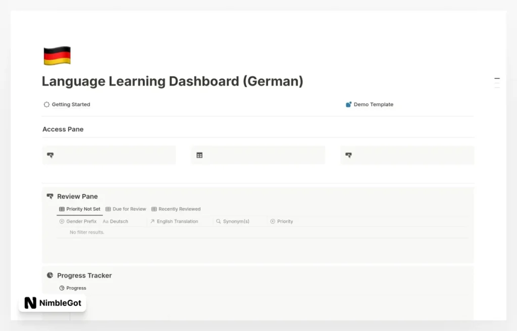 Language Learning Dashboard (German)