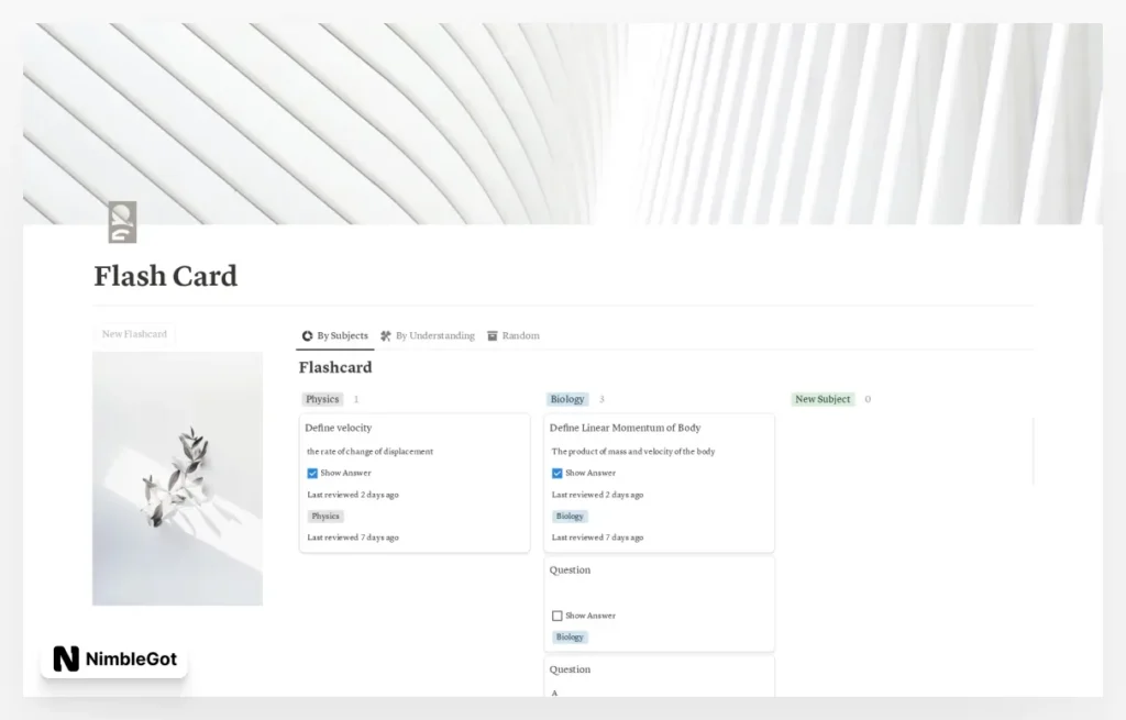 Spaced Repetition Flash Card