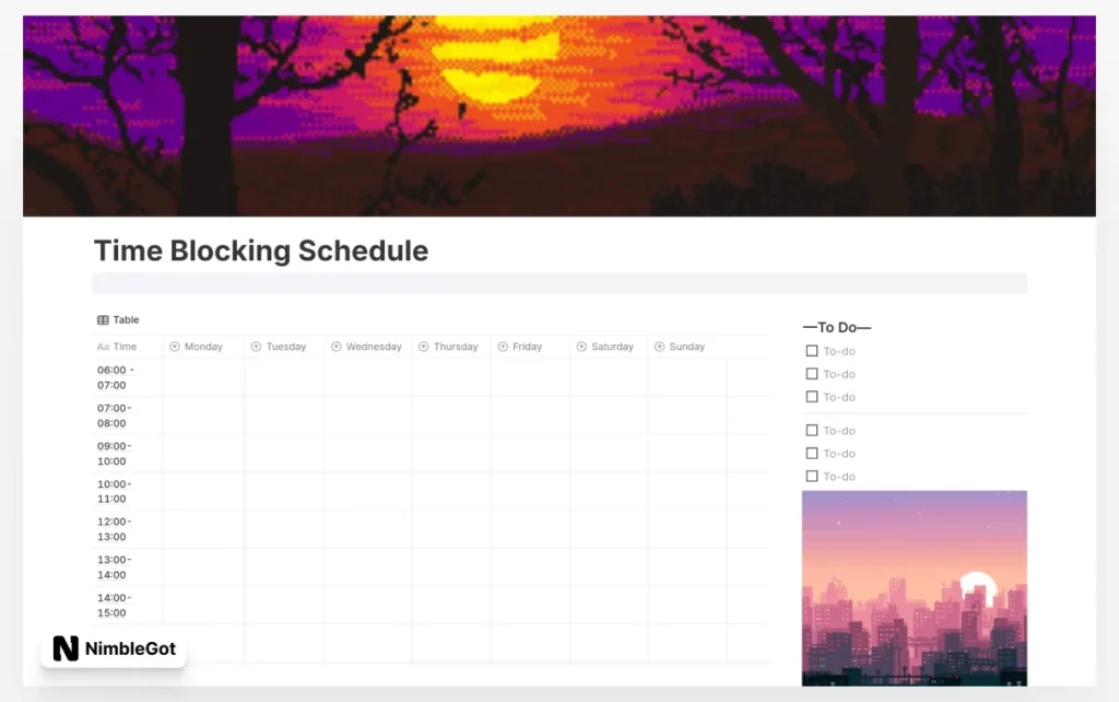 Time Blocking Schedule