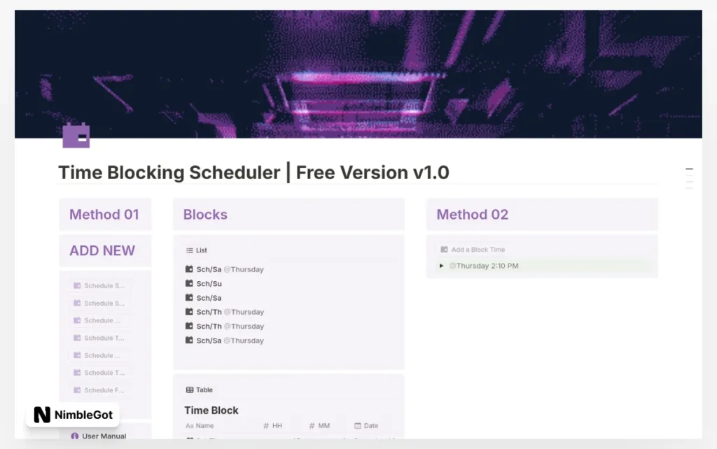 Time Blocking Scheduler v1.00
