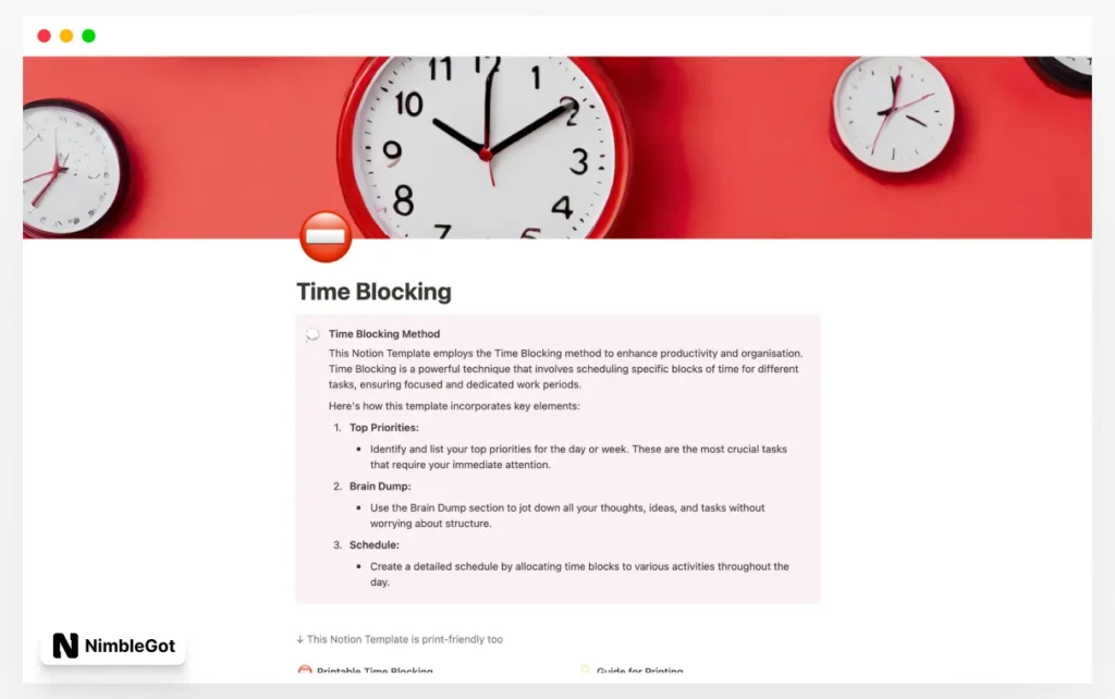 Time Blocking (Printable)