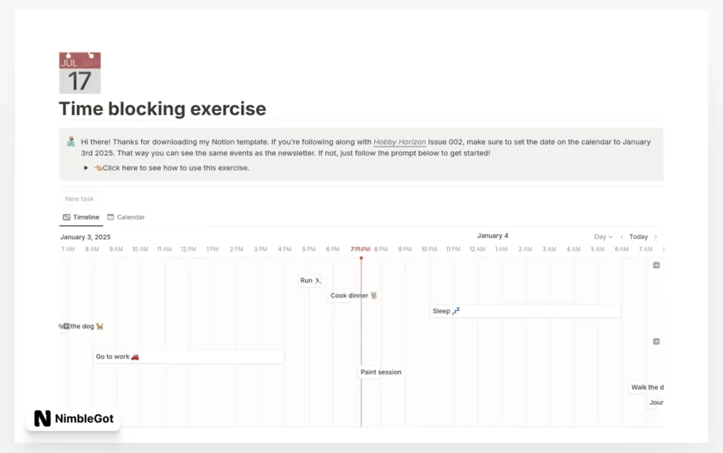 Time blocking exercise