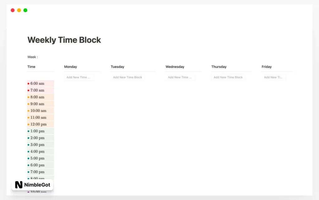 Weekly Time Block