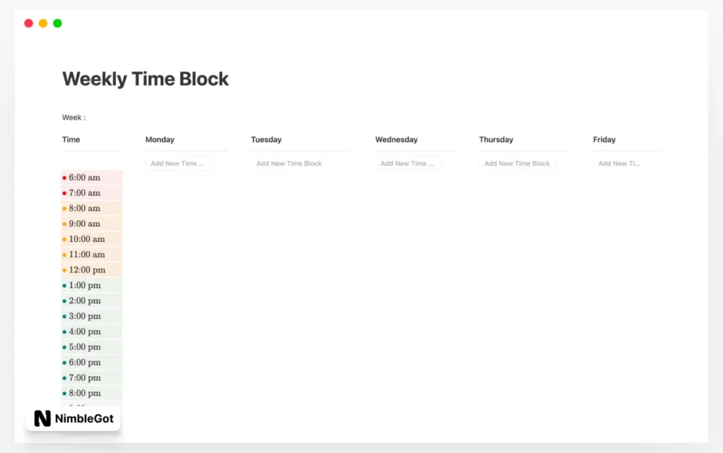 Weekly Time Block