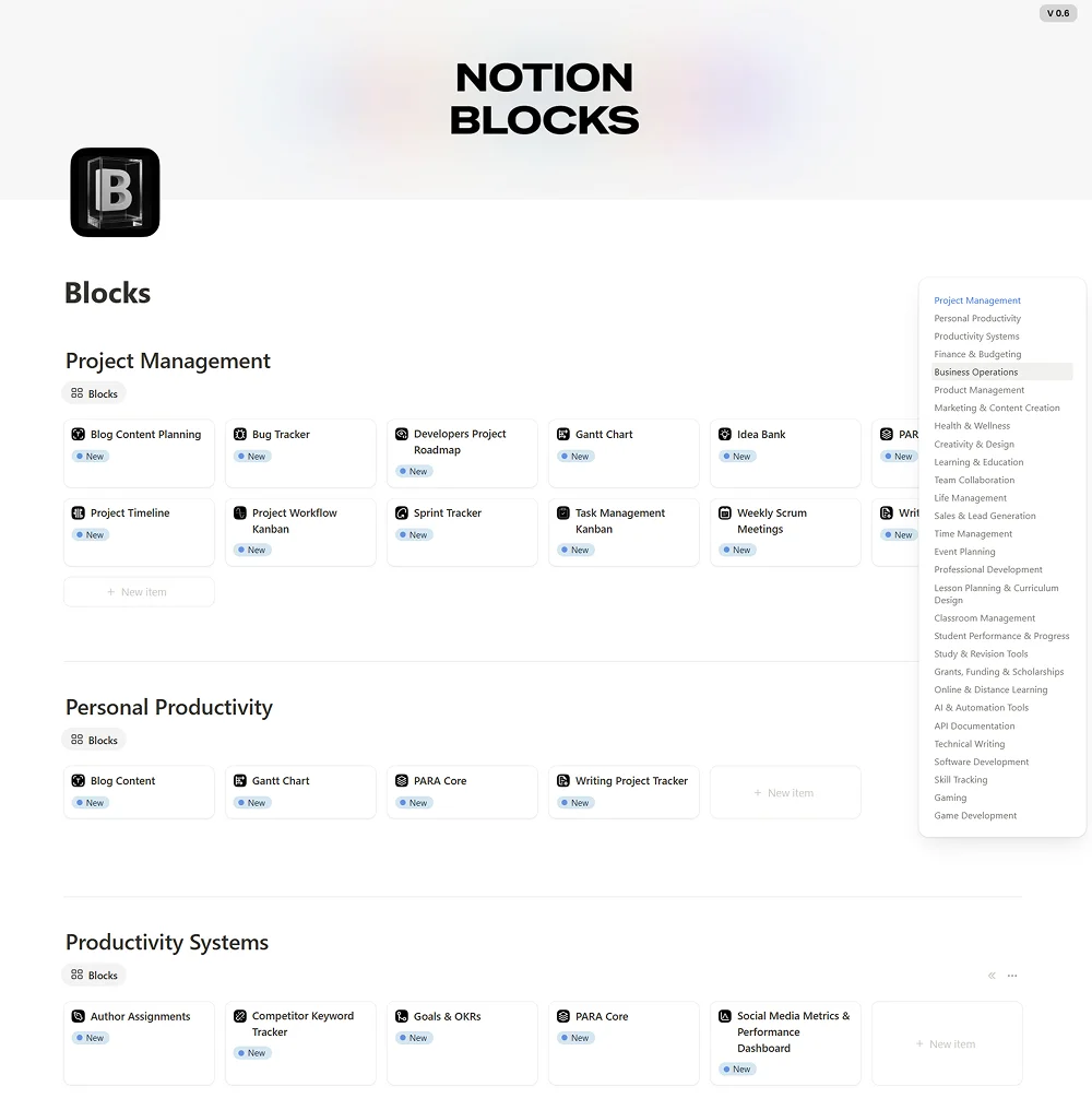 Modular Notion Components — Build Your Workspace, Your Way - V 0.6