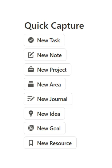 Notion Second Brain Quick Capture and Organize​