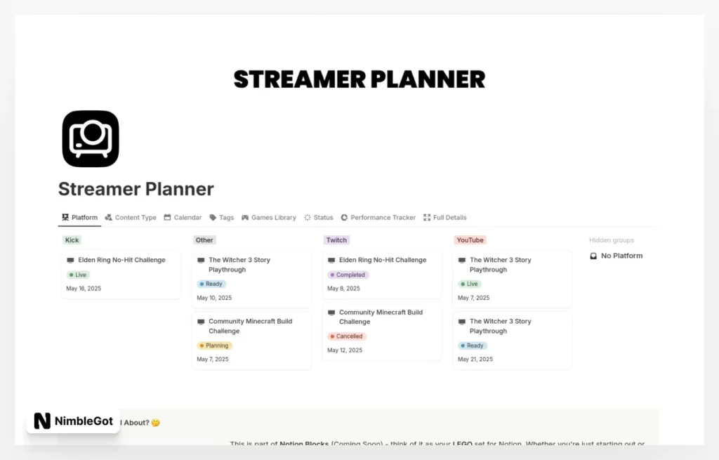 Streamer Planner