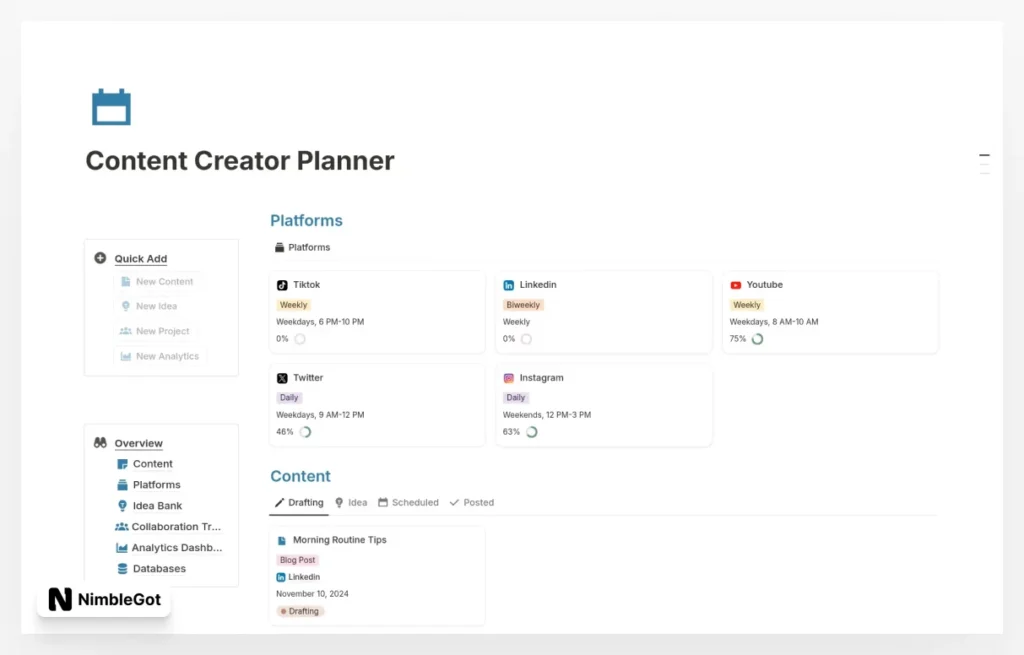 Content Creator Planner