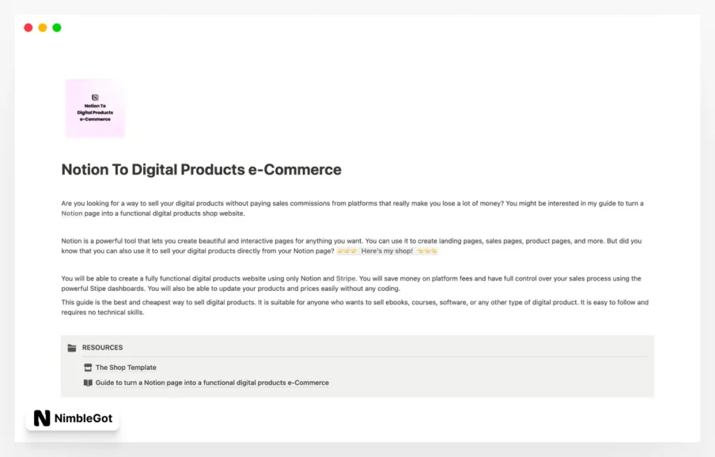 Notion To Digital Products e-Commerce